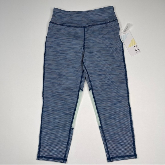 Zella Other - Z by Zella Leggings Pants Blue Striped Yoga Play Hiking Mesh High Waisted New